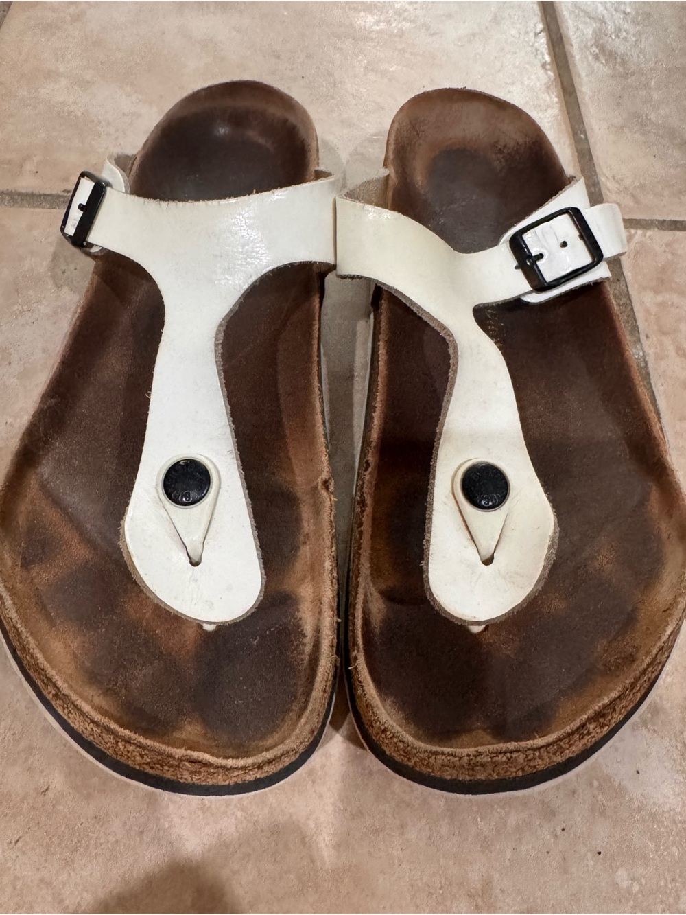 Birkenstock Gizeh Women's White T-Strap Toe Post Sandals size 40